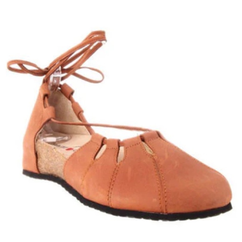Halflinger Eva Leather Cork Clog Sandal Ankle Tie Strap Sz. 36 / 6 Org. $129